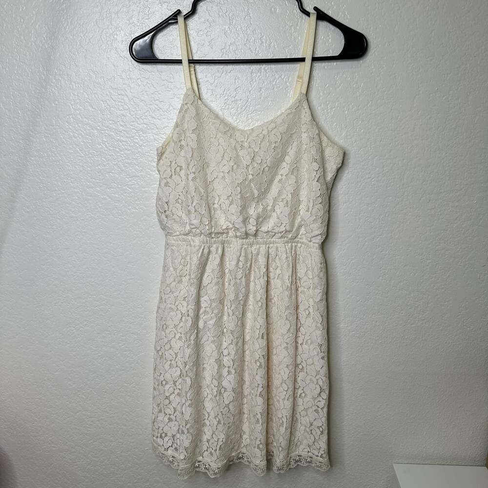 Lush Women's Cream Lace Mini Dress Spaghetti Strap Small